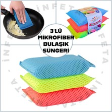 İnfeta 3'lü Sihirli Mikrofiber Bulaşık Süngeri Petek Dokulu Pratik Sünger Seti