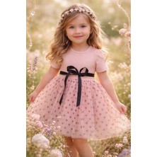 Lina Baby Bloomm Uzun Kollu Kız Bebek Elbise Tül Etekli Fiyonklu Şık Model