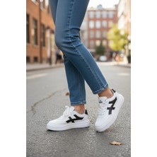In Step Meengi Unisex Beyaz Siyah Detaylı Günlük Spor Ayakkabı - Sneaker