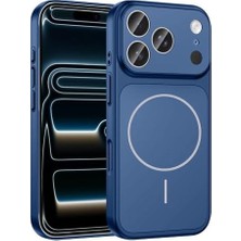 SÜS 17 Pro Için Kılıf Magsafe Uyumlu Şarj Özellikli Kamera Korumalı Formen Kapak (Mavi)