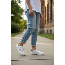 In Step Seeyli Kadın Beyaz Altın Yıldız Detaylı Günlük Spor Ayakkabı - Sneaker