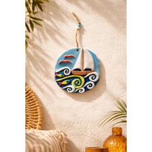 Marena Home El Yapımı Seramik Duvar Süsü – Deniz Temalı Dekoratif Askılı Duvar Panosu 16 cm | Bohem Yazlık Balkon & Ev Dekoru