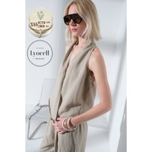 Maule Keten Lyocell Kolsuz Anvelop V Yaka Dokuma  Kadın Bluz @karen