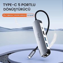 SÜS Type-C PD100W 5 Portlu 4K 30Hz HDMI 100MBPS Ethernet USB 2.0 + USB 3.0 Çoklayıcı Hub