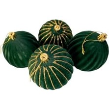 Yılbaşı Topu 8 cm Kadife 4'lü Yeşil Süs