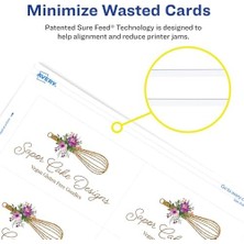 SÜS Clean Edge Yazdırılabilir Kartvizitler, Besleme Teknolojisi, 2" x 3.5", Beyaz, Lazer Yazıcılar Için 200 Boş Kart (5871)