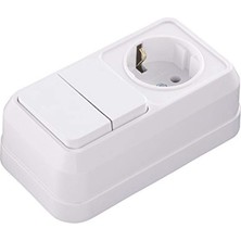 SÜS Sıva Üstü Ikili Komütatör Topraklı Priz, Beyaz