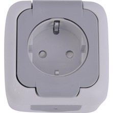 SÜS Gri Şeffaf Kapaklı Topraklı Priz Çabuk Bağlantı