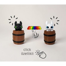 3D Dükkanı Dişsiz ve Işığın Öfkesi - Toothless Ejderhanı Nasıl Eğitirsin Figürleri - 2si Birlikte Kılikli Set