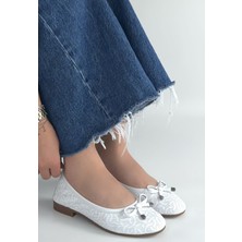 Erbilden Jnues Beyaz Deri Babet Ayakkabı