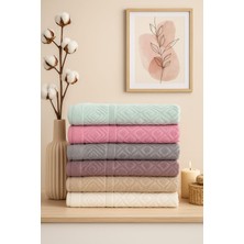 Mela Home Jakarlı Piramit Desenli 50*90 cm 6'lı El ve Yüz Havlu Seti- Çeyizlik- Hediyelik - Mutfak %100 Pamuk