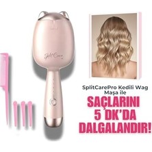 Nisar Store Splitcare Pro Kedi Figürlü Wag Maşa, Bukle Yapma Makinesi, 32 mm Kalın-Orta Saç Şekillendirici, 3 Kademe Isı Ayarlı Ver Hızlı Isınma
