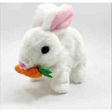 Meydan Sesli, Kulakları Işıklı ve Yürüyen Peluş Tavşan - Pilli ve Hareketli Eğitici Oyuncak