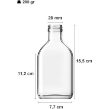 Nisar Store 200 cc Kapaklı Cold Şişesi 200 ml Yassı Soğuk Kahve Cam Şişe 6 Adet (Sentetik Tıpa)