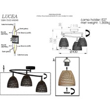 SÜS Vada Üçlü Siyah Avize