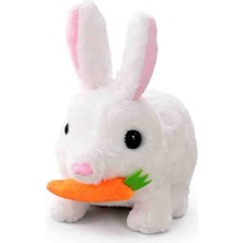 Meydan Sesli, Kulakları Işıklı ve Yürüyen Peluş Tavşan - Pilli ve Hareketli Eğitici Oyuncak