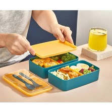 SÜS 2 Katlı Yeşil Mikrodalga Uyumlu Yemek Saklama Kabı Beslenme Kutusu Öğrenci Okul Sefer Tası