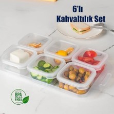Nisar Store 2043 Tepsili Kahvaltılık Kapaklı Kahvaltılık 6 Bölmeli Sızdırmaz Kapaklı Bölmeli Şeffaf