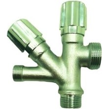 Nisar Store Dual Başlı Çamaşır Musluğu, Çift Çıkışlı, Metal Su Tesisatı Bağlantı Parçası