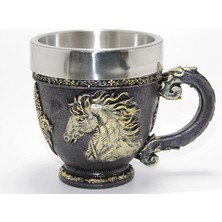 Cansa 3D Kabartmalı At Büstü Paslanmaz Çelik Kupa Bardak