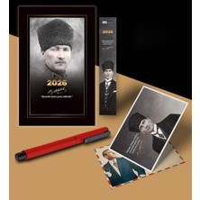 SÜS 2026 Komutan Atatürk Ajandası Ayraç Kartpostal Kalem - Kırmızı