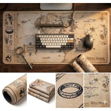 İyi Fikirler Lotr Yüzüklerin Efendisi Görünümlü Oyun Gaming Klavye Mouse Pad Kaymaz Taban Kenarları Dikişli Masa Matı 80X40 cm