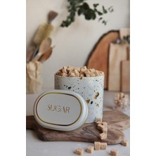 SÜS Cream Desenli Oval Metal Saklama Kabı 11X15 cm (Cream)