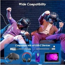 SÜS Vr5 Usb3.2 Oculus 3/2/1 Pico 4 Aksesuarları ve Pc/steam Vr, 5gbps Yüksek Hızlı Pc Veri Aktarımı, Vr Kulaklık, Oyun Bilgisayarı, Sanal Gerçeklik Gözlüğü Uyumlu 5 Metre