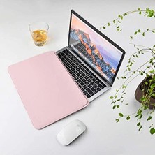 Nisar Store Wıwu Skin Pro Laptop Çantası Kılıfı  Air 13.6 M2 M3 M4 ve Pro 14.2 M1 M2 M3 M4 Uyumlu Deri Ultra Ince Zarf Tipi Pembe