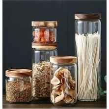 SÜS Ahşap Kapaklı Cam Saklama Kabı 300 ml