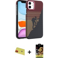 İlk El Grup Ieg™ iPhone 11 Doruk Serisi - Siyah Buffer Cam Ekran Koruyucu + Kırmızı Rainbow Kamera Lens Koruma Cam