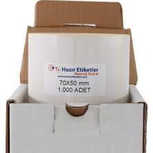 SÜS Kuşe Etiket 70MM x 50MM Ruloda 1000 Adet 40MM Çapında Baskısız Barkod Yazıcı Etiketi