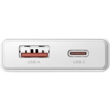 SÜS Extra Slım Gan 20W Usb-A ve Type-C Çift Portlu Hızlı Şarj Aleti, Ultra Ince Güç Adaptörü, Beyaz