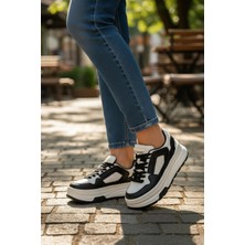 In Step Ropee Street Style Yüksek Taban Siyah Beyaz Kadın Sneaker