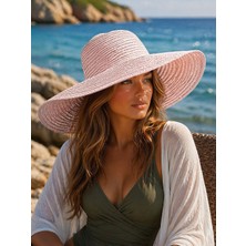 Aydın Şapkacınız Ultra Premium Hasır Ekstra Geniş Kenar Kadın Plaj Şapkası –  Şık Yazlık Güneş Koruyucu Şapka