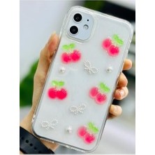 SÜS 11 ile Uyumlu Inci Kiraz Tasarımlı Oyuncaklı Esnek Silikon Kılıf