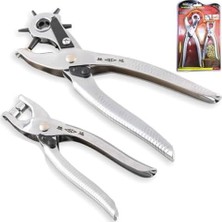 SÜS 2'li Kemer Delme Pensesi Seti - 6 Ayarlı Deri Delici + Çıtçıt Makinesi - Düğme Takma Perçin Atma Deri Kemer Çanta Kumaş Kanvas Karton Için