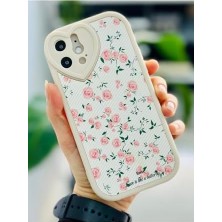 SÜS 12 ve 12 Pro ile Uyumlu Kaplama Mini Çiçek Tasarımlı Yumuşak Silikon Kamera Korumalı Kılıf