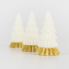 SÜS - Ivory Tree Candles - Krem Renk Ağaç Mumlar (3'lü)
