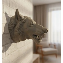 Cansa Gri Kurt Duvar Biblosu Güçlü Detaylı Dekoratif Tasarım 25X19 cm