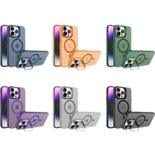SÜS 16 Pro Max Kamera Korumalı Standlı Kılıf ile Uyumlu Açılır Kamera Standlı Manyetik 16 Pro Max Kılıf + Lens Koruma Set Darbeye Karşı Korur (Çöl (Titanyum))