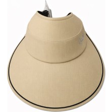 Reva Kadın Bej Vizör Şapka – Geniş Siperlikli Güneş Koruyucu Yazlık Şapka