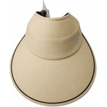 Reva Kadın Bej Vizör Şapka – Geniş Siperlikli Güneş Koruyucu Yazlık Şapka