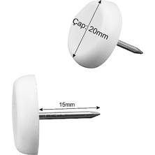 SÜS Çivili Masa Koltuk Mobilya Ünite Zemin Koruyucu Plastik Papuç 25 Adet Çap 20 mm