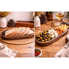 El Yapımı Kırılmaz Dekoratif Sunum Tabağı 36X12 cm Rustik Tasarım