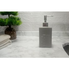 SÜS Seramik Sıvı Sabunluk Gri Modern 7X7X17CM 300ML Seti