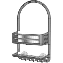 SÜS M-N48-25 Ceres Plastik Banyo Duş Rafı, Şeffaf Siyah