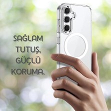 SÜS Galaxy A56 Için Şeffaf Kılıf Aksesuarları ile Uyumlu Arkası Sert Pc Köşeleri Darbe Emici Silikon A56 Için Kılıf Sararmaya Dayanıklı Kalın Koruyucu Güçlü Manyetikli A56 Kılıf