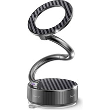 SÜS Metal Katlanabilir Karbon Fiber ile Uyumlu Mıknatıslı Araç Telefon Tutucu 360° Dönebilir Kilitli Vakum