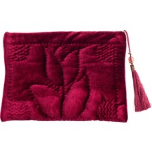 Ky Atelier Bordo Kadife Kapitone Portföy Çanta- El Yapımı Clutch- Abiye & Günlük Kullanım- Şık Kadın Çanta